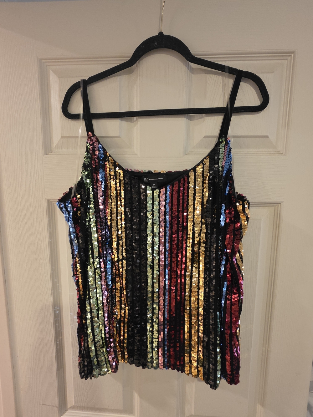 INC Sequin Stripe Cami Tank Top - Multicolor With Matching Purse